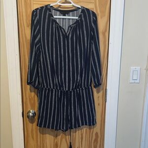 Banana Republic Navy and White Striped Romper